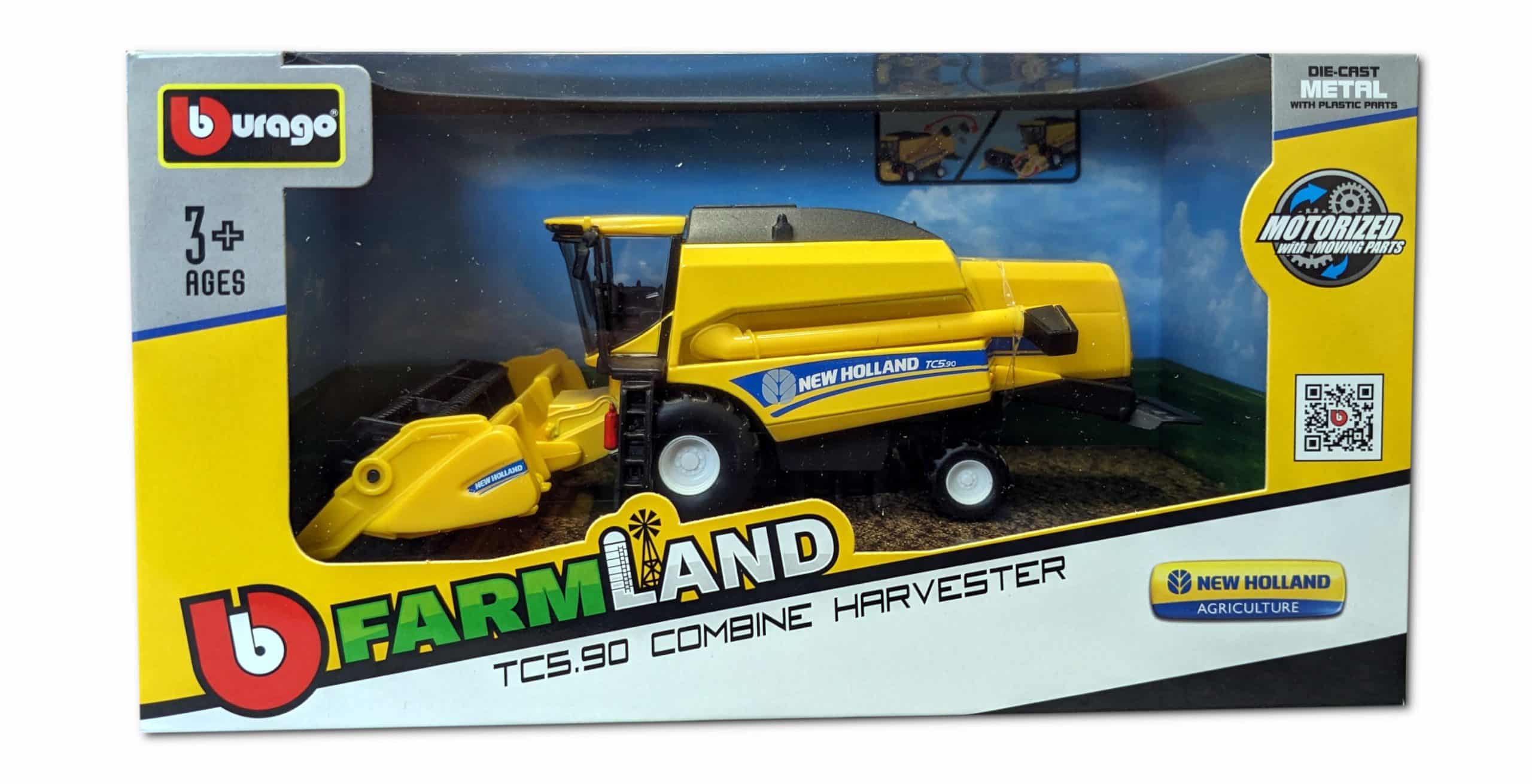 Bburago 18-31721 - New Holland - Mähdrescher TC5.90 für Getreide (gelb) Spielzeugmähdrescher Modell