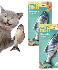 Best Direct® Katzenspielzeug zappelnder Fisch mit Katzenminze Magic Fish