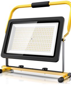 Brandson 200W LED Baustrahler - Arbeitsscheinwerfer - Bauscheinwerfer - Standgestell und Tragegriff - 16000 Lumen - 4 m Stromkabel - Metallgehäuse