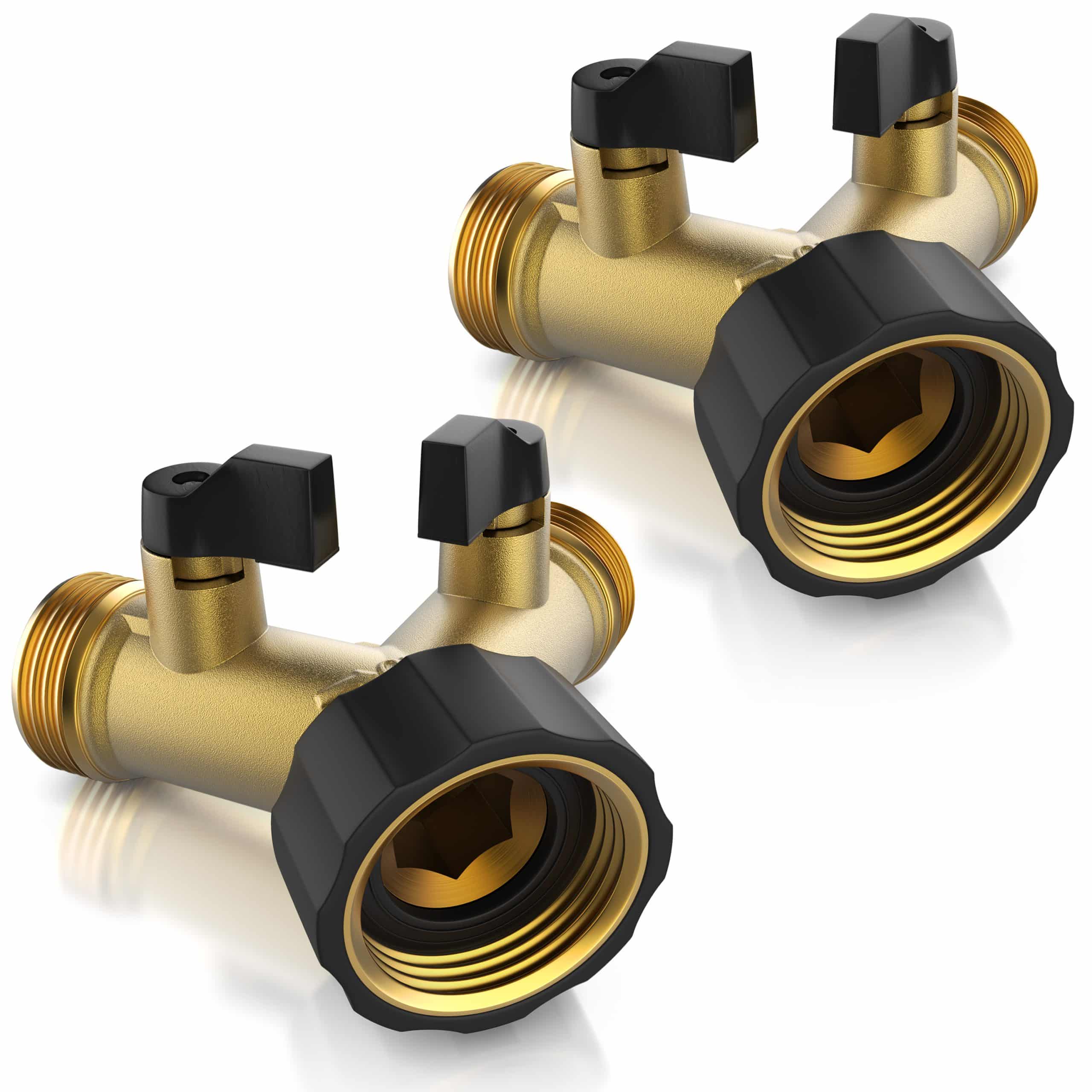 Brandson 2x Wasserventil 2 Wege – Y-Verteiler für 3/4 Zoll Wasserhahn Splitter