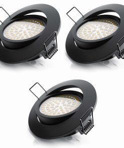 Brandson 3x LED Deckenspots dimmbar & schwenkbar Einbaustrahler mit Aluminium Rahmen in schwarz