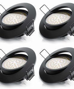 Brandson 4x LED Deckenspots dimmbar & schwenkbar Einbaustrahler mit Aluminium Rahmen in schwarz