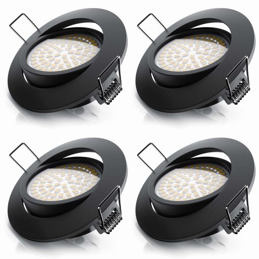 Brandson 4x LED Deckenspots dimmbar & schwenkbar Einbaustrahler mit Aluminium Rahmen in schwarz