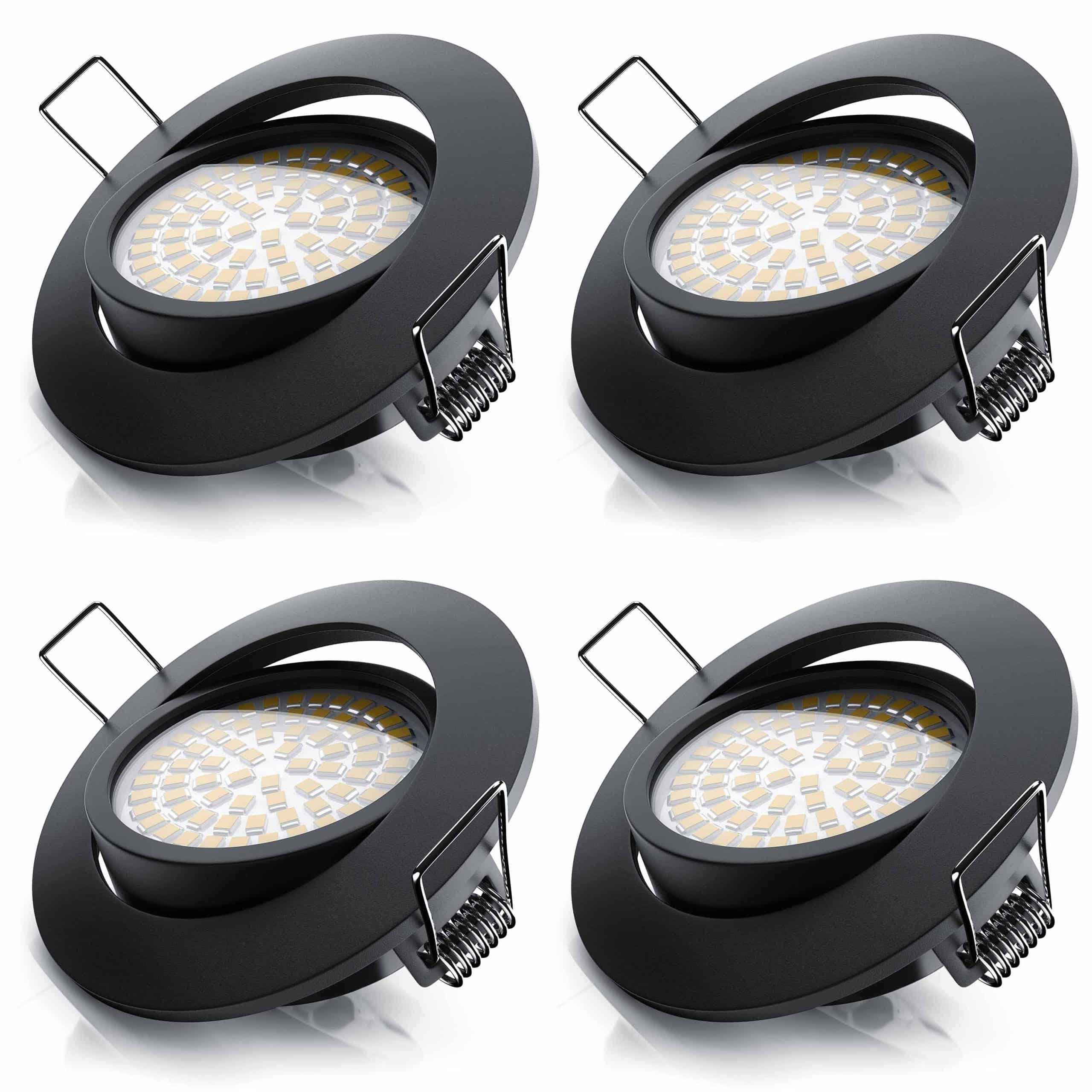 Brandson 4x LED Deckenspots dimmbar & schwenkbar Einbaustrahler mit Aluminium Rahmen in schwarz
