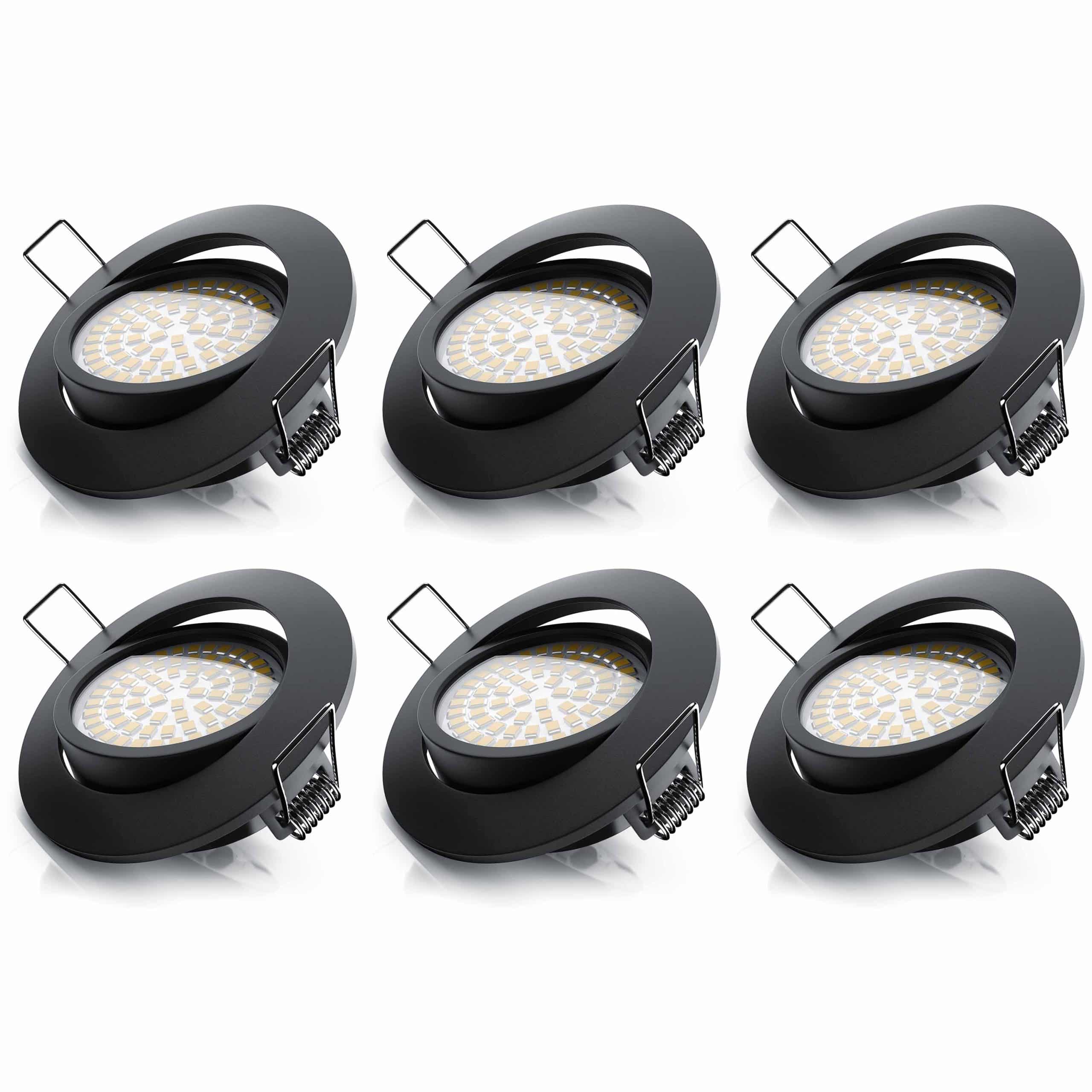 Brandson 6x LED Deckenspots dimmbar & schwenkbar Einbaustrahler mit Aluminium Rahmen in schwarz
