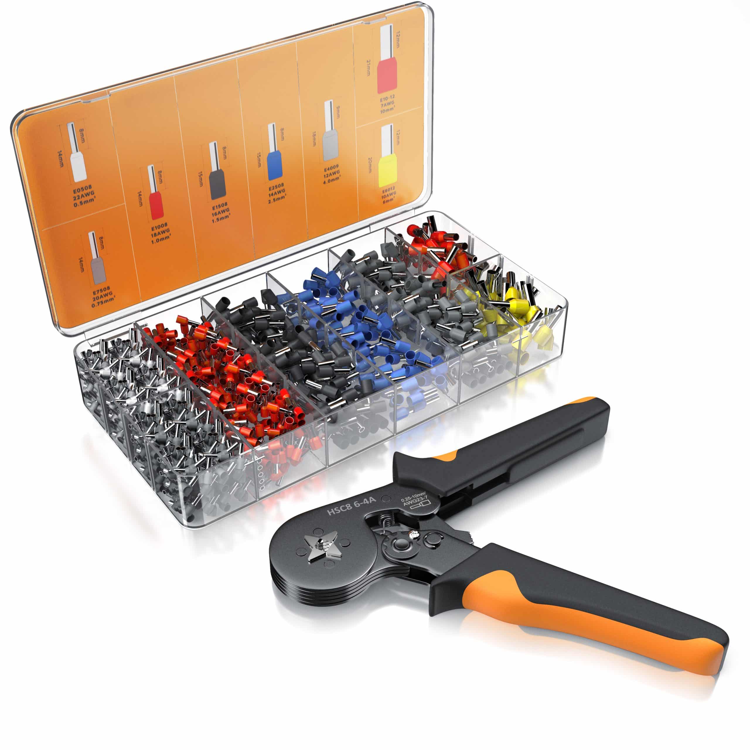 Brandson Crimpzange inkl. 1200 Aderendhülsen- Set - Profi Isolierhülsen Sortiment - Aderendhülsenzange - 0