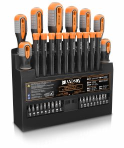 Brandson Schraubendreher Set 36 teilig - Chrom Vanadium - magnetisch - 18 Bits mit Bithalter - Schlitz und Kreuzschlitz Schraubendreher - Feinmechanik