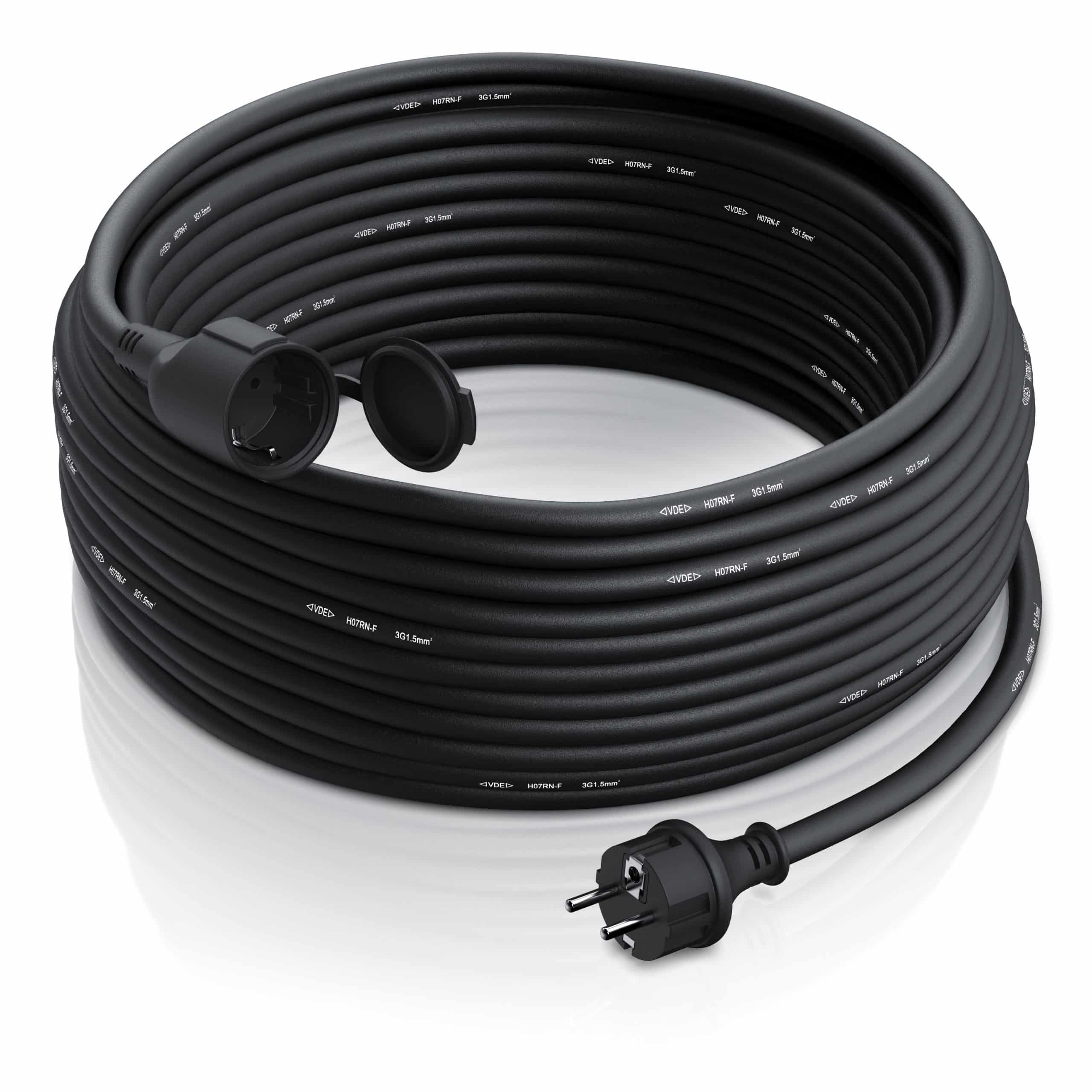 Brandson Schutzkontakt Verlängerungskabel für Outdoor 3500 W Strom Kabel für den Außenbereich / IP44 - 50m