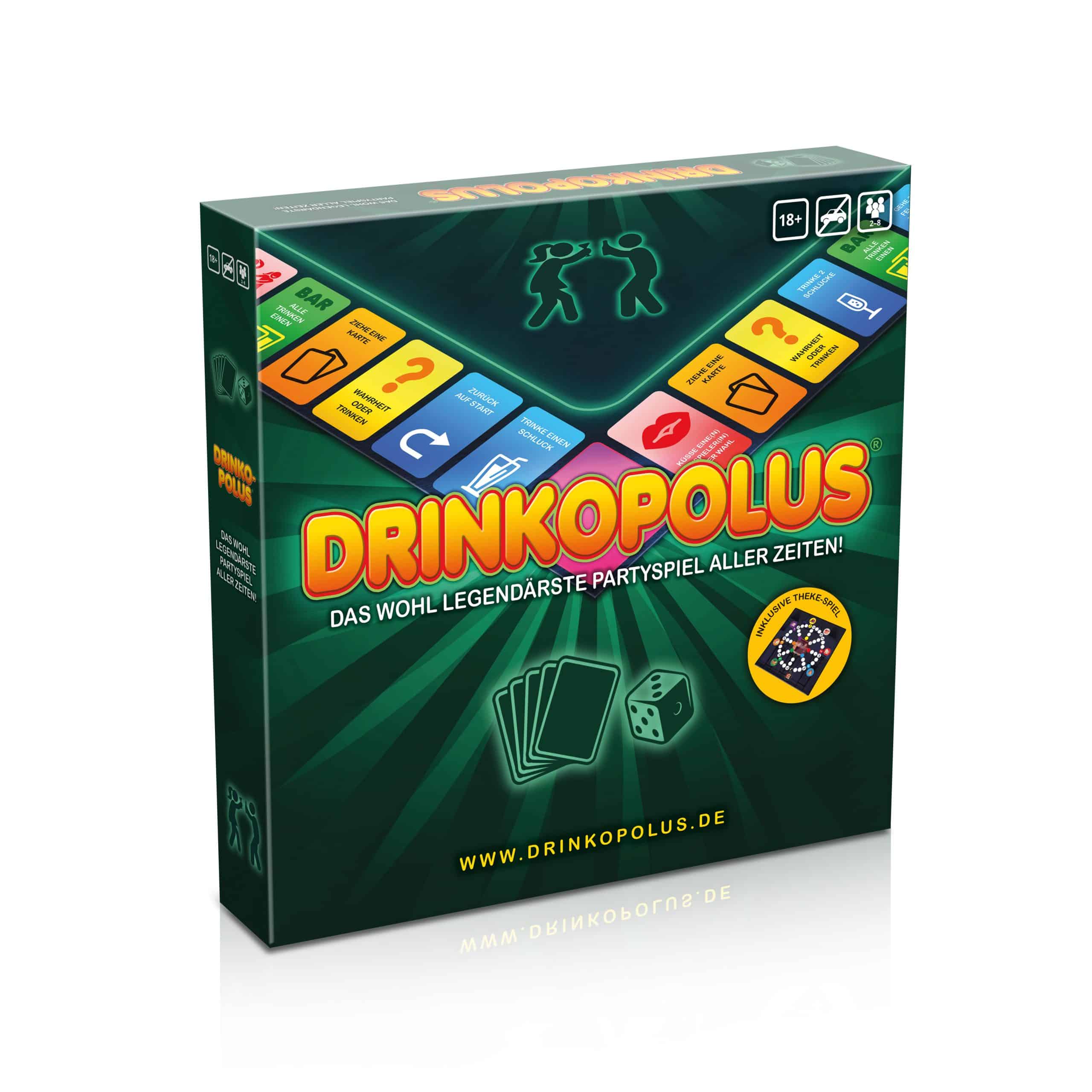 Brettspiel - Drinkopolus Partyspiel für Erwachsene inkl. Spiel "Theke"
