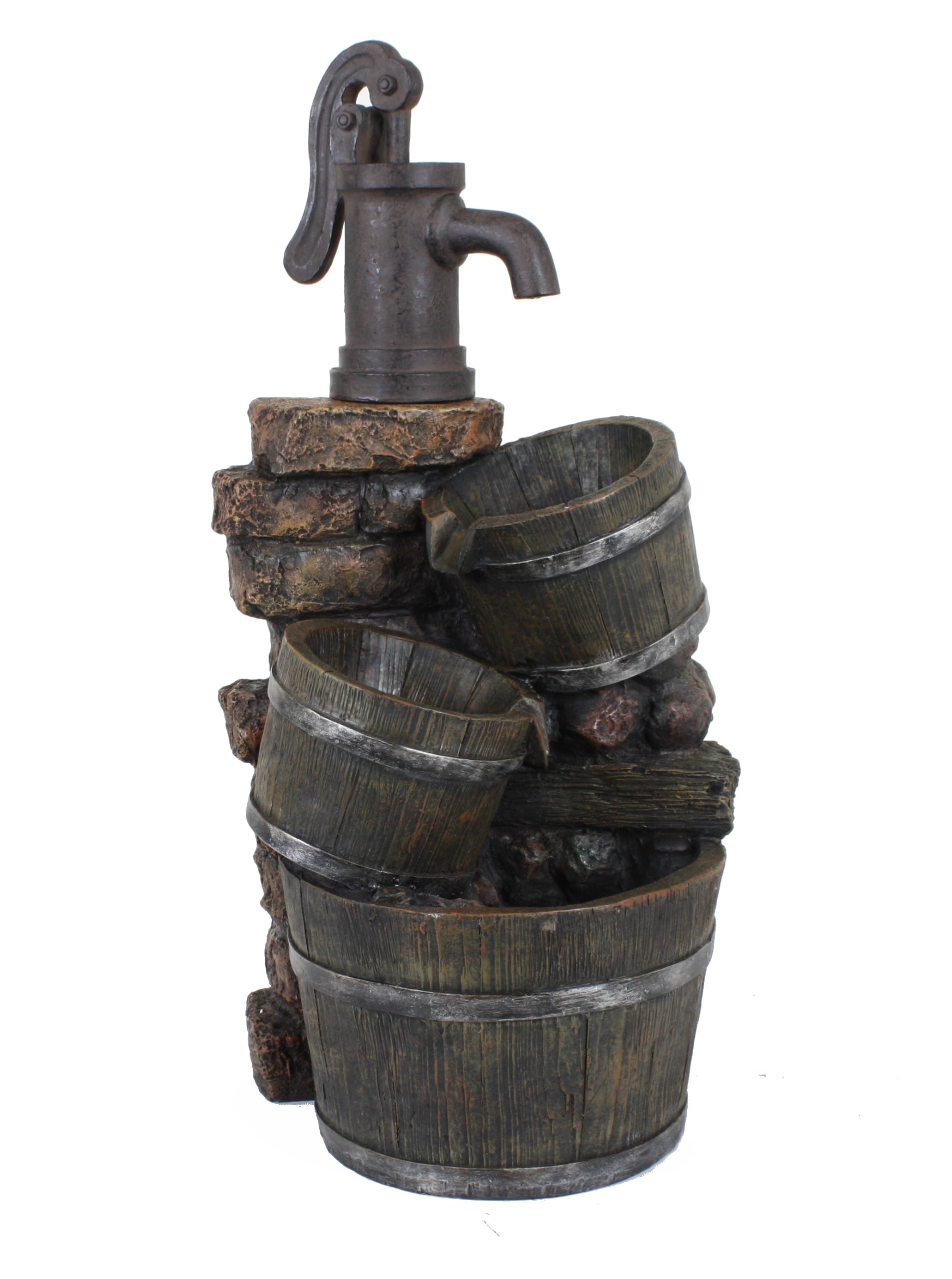 Brunnen VENETIEN in Holz-/Steinoptik mit Kaskade