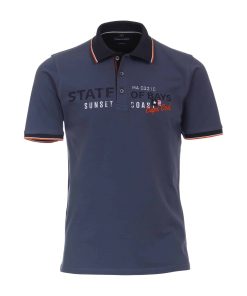 CASA MODA Poloshirt Polo Kurzarmshirt mit Print und Stickerei