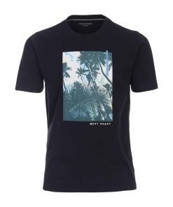 CASA MODA T-Shirt Kurzarmshirt mit Print und Stickerei