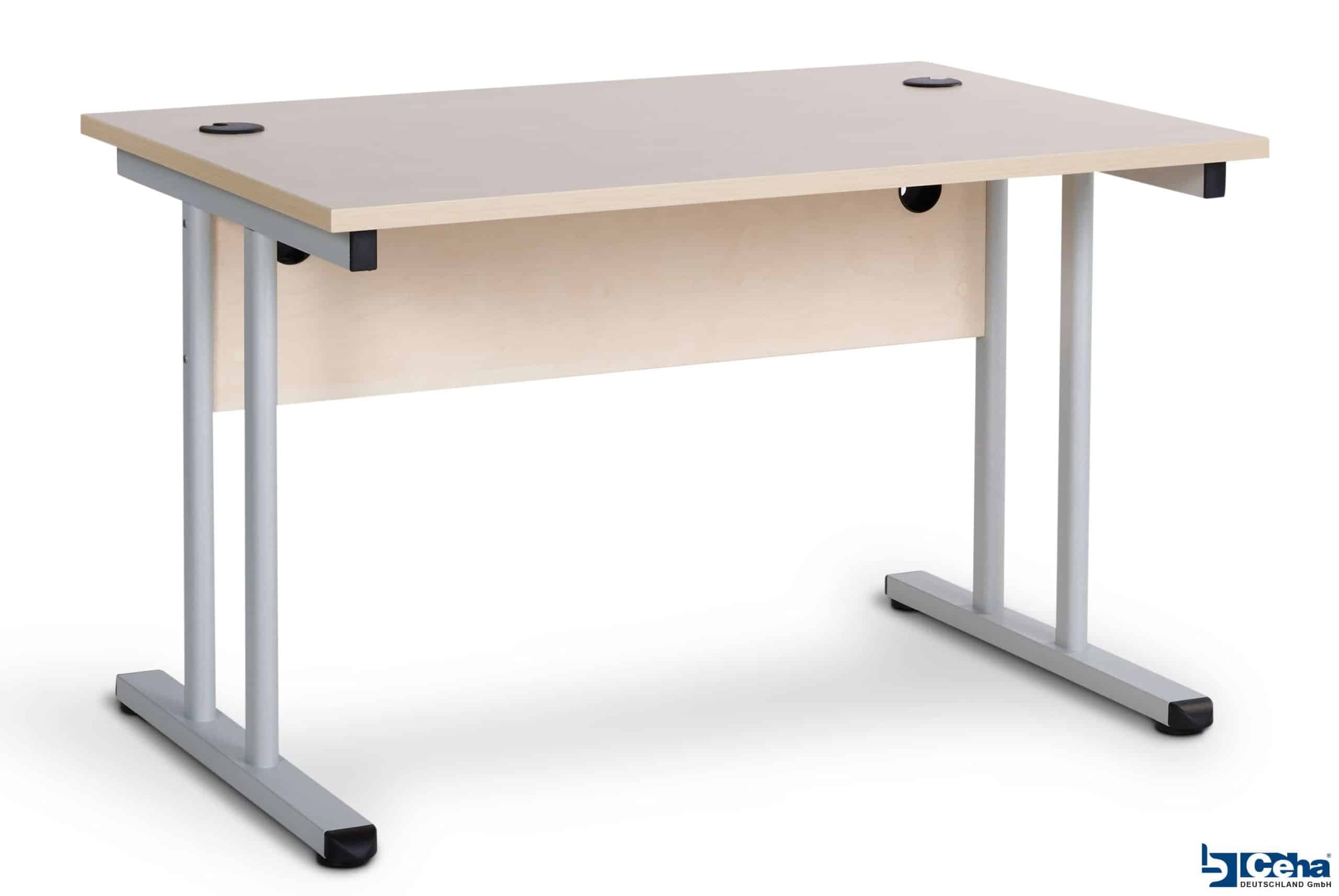 CEHA Büroschreibtisch mit T-Fuß und Knieraumblende 120 x 80 cm ahorn