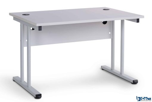 CEHA Büroschreibtisch mit T-Fuß und Knieraumblende 120 x 80 cm grau