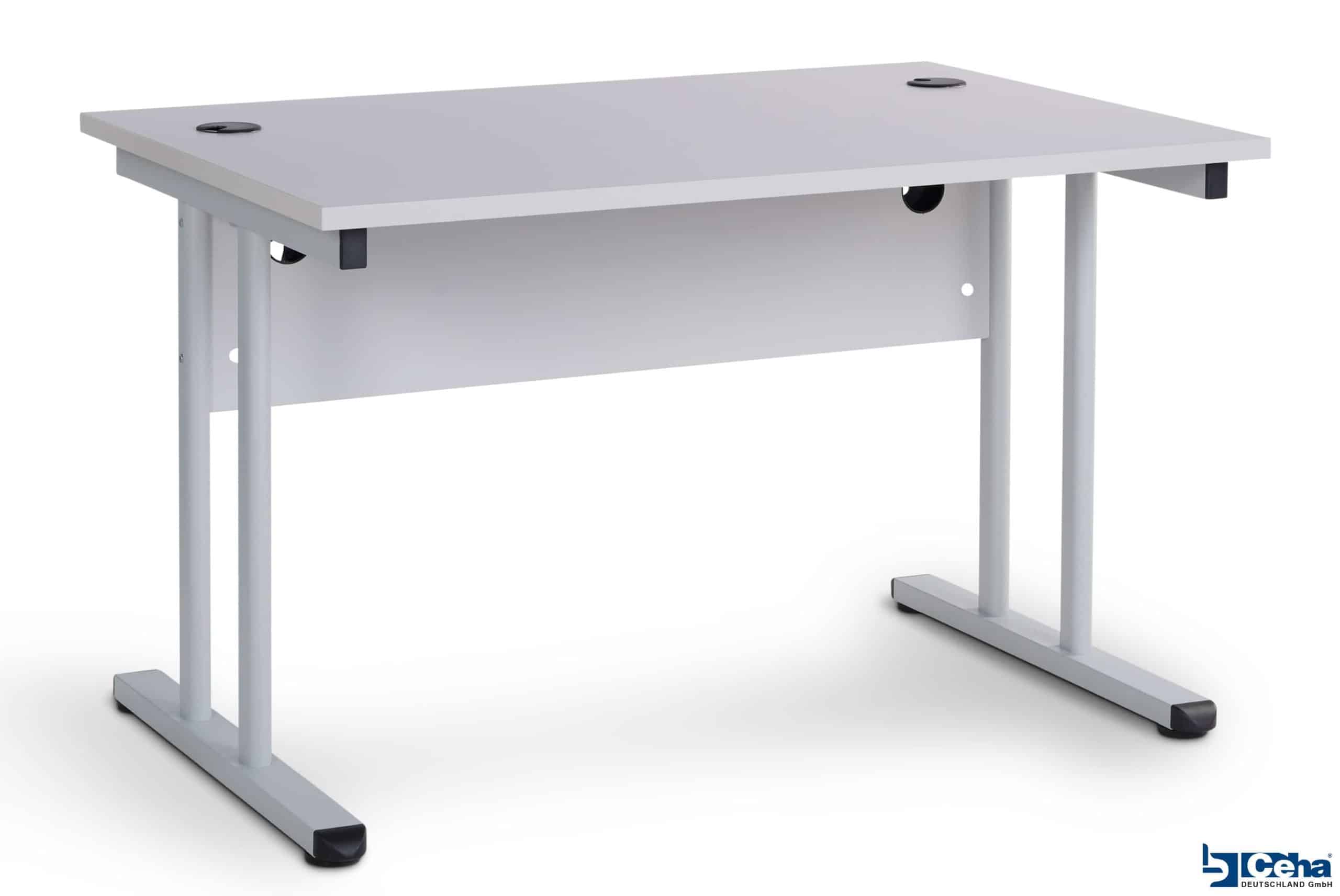 CEHA Büroschreibtisch mit T-Fuß und Knieraumblende 120 x 80 cm grau