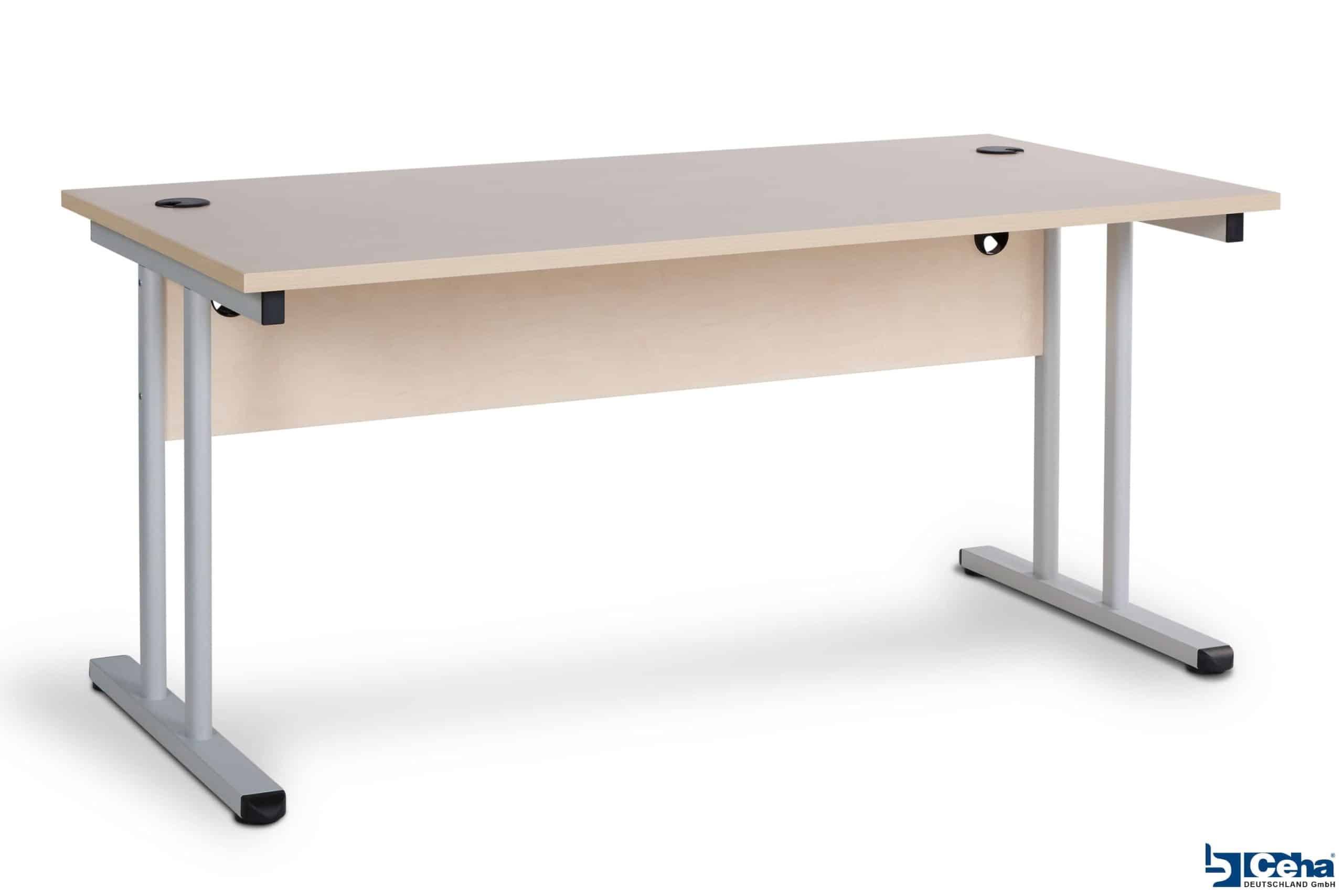 CEHA Büroschreibtisch mit T-Fuß und Knieraumblende 160 x 80 cm ahorn