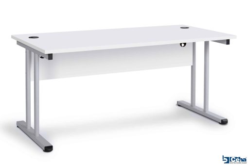 CEHA Büroschreibtisch mit T-Fuß und Knieraumblende 160 x 80 cm weiß