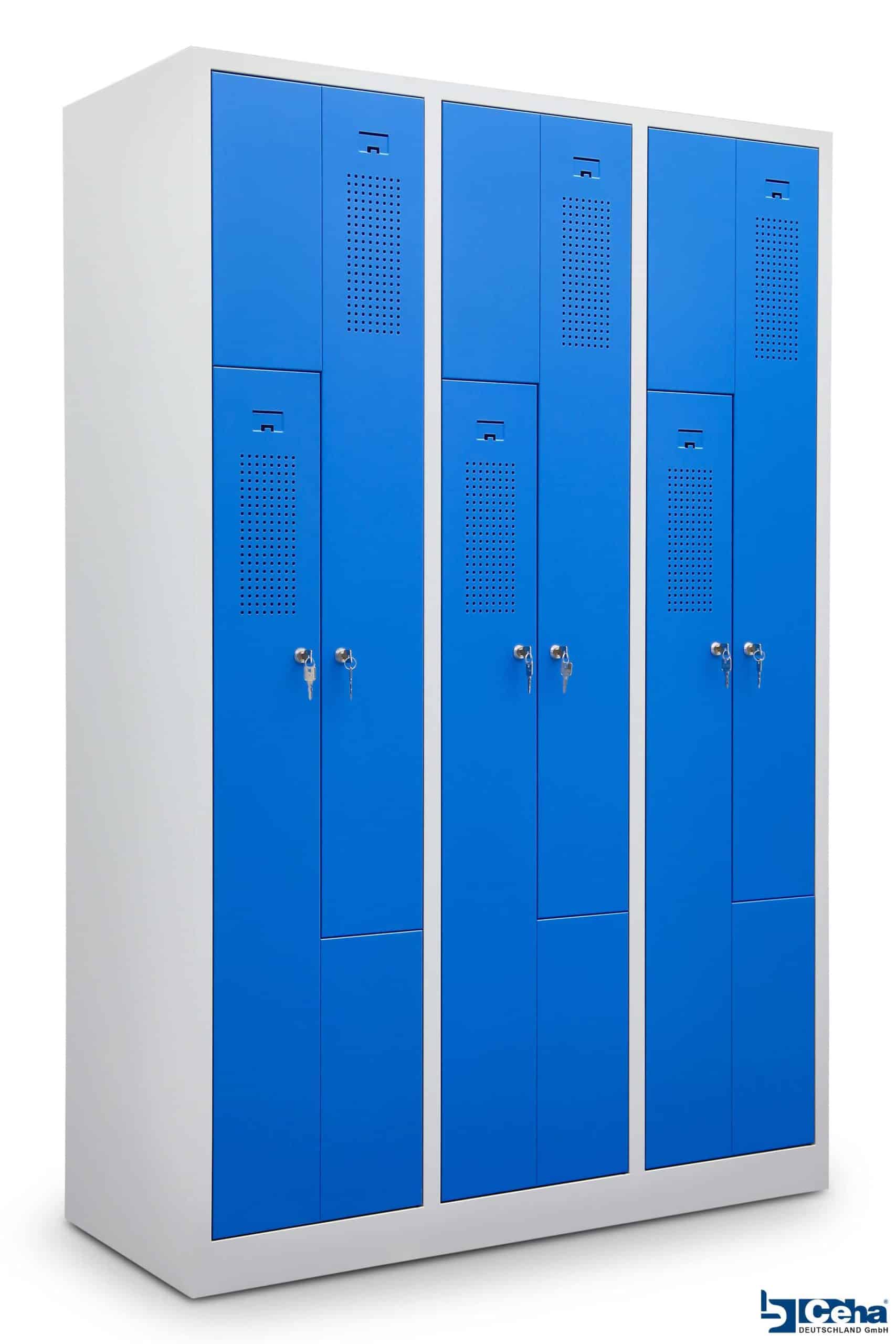CEHA Garderoben Z-Spind 120 cm Breite mit Türen in enzianblau RAL5010