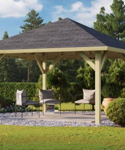 CHILLROI Quadratischer Holzpavillon 359 x 359 cm   Gartenpavillon   Terrassenüberdachung   kesseldruckimprägniert
