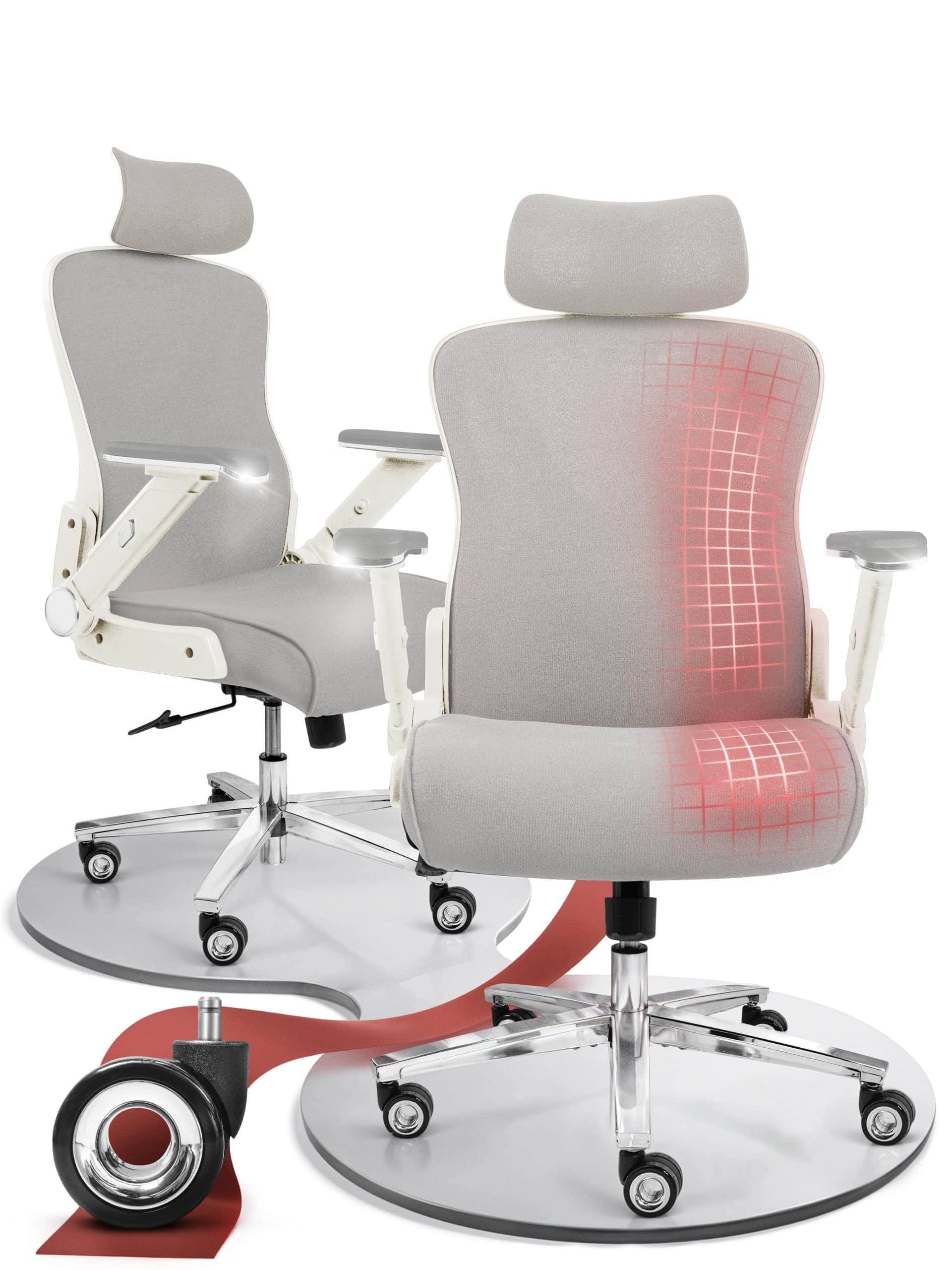 CLOUVOU PowerSeat Bürostuhl Ergonomisch – Creme-Weiß
