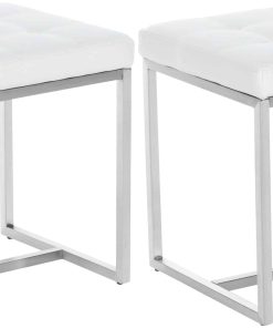 CLP 2er Set Edelstahl-Sitzhocker Barci Kunstleder I Moderne Hocker Mit Hochwertiger Polsterung Und Bodenschonern In Vielen Farben