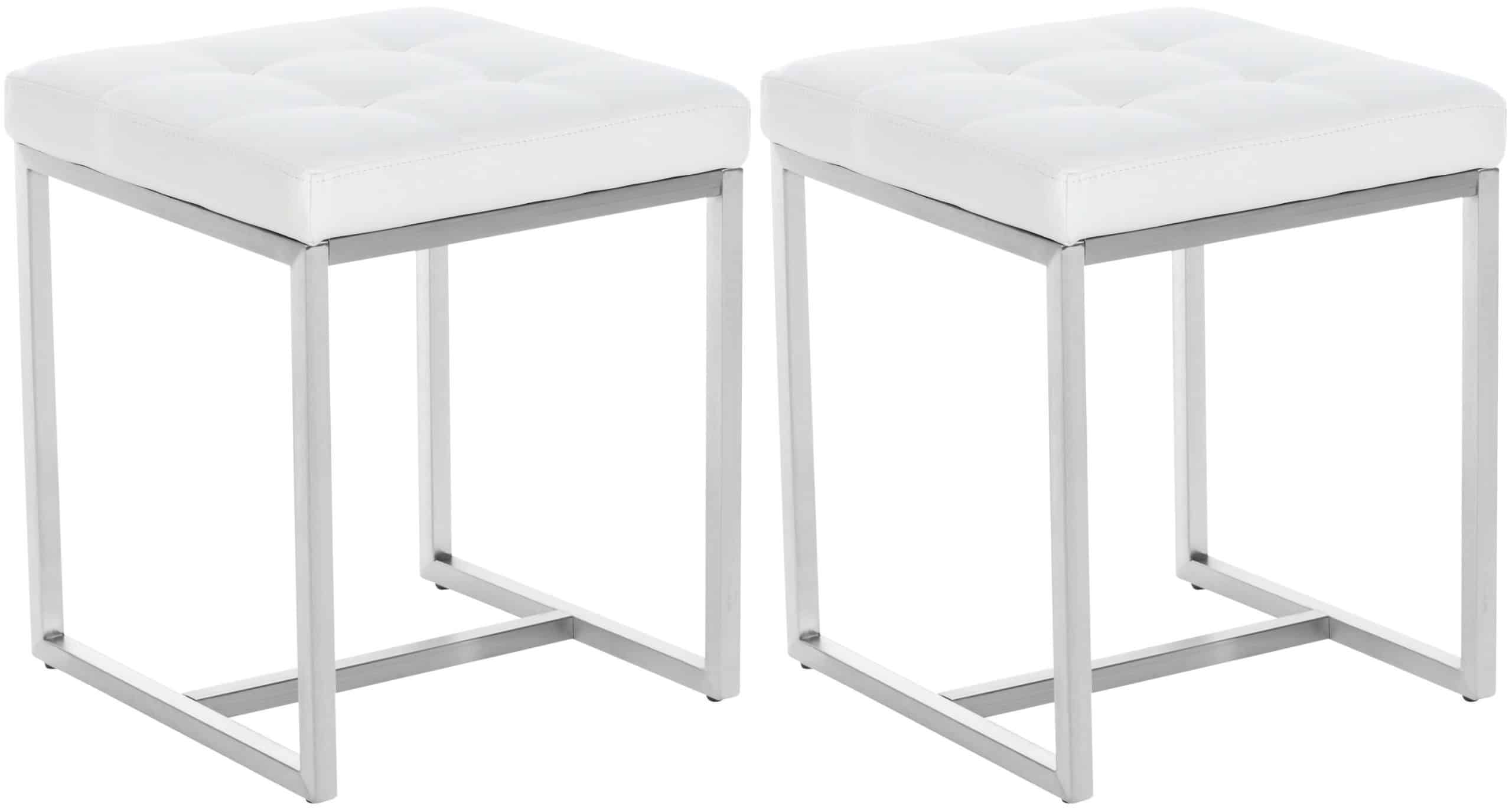 CLP 2er Set Edelstahl-Sitzhocker Barci Kunstleder I Moderne Hocker Mit Hochwertiger Polsterung Und Bodenschonern In Vielen Farben