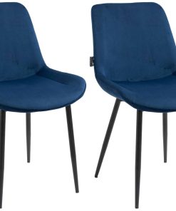 CLP 2er Set Esszimmerstühle Victoria I Polsterstühle Mit Samt-Bezug I Mit Bodenschonern