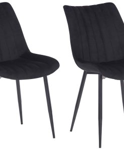 CLP 2er Set Stühle Rahden Samt Mit Schwarzem Gestell Und Einer Sitzhöhe Von 46 cm I Polsterstühle Mit Gestepptem Sitz