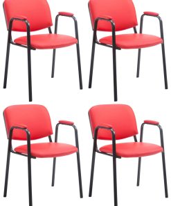 CLP 4er Set Besucherstühle Ken Pro Mit Metallgestell Und Kunstlederbezug I Konferenzstühle Mit Metallgestell Und Rückenlehne