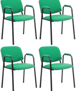 CLP 4er Set Besucherstühle Ken Pro Stoff Mit Gepolsterten Armlehnen Und Stoffbezügen I Polsterstühle Mit Metallgestell