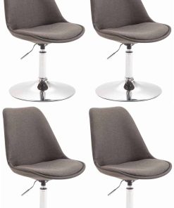 CLP 4er Set Esszimmerstühle Maverick Stoff I höhenverstellbare Lehnstühle I Drehstühle mit Trompetenfuß