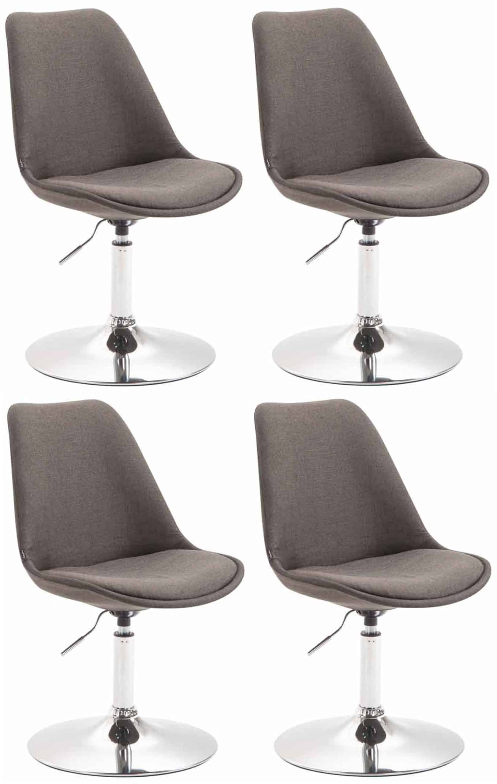 CLP 4er Set Esszimmerstühle Maverick Stoff I höhenverstellbare Lehnstühle I Drehstühle mit Trompetenfuß