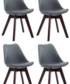 CLP 4er Set Retrostühle Borneo Mit Kunstlederbezug Und Hochwertiger Polsterung I Lehnstühle mit Holzgestell