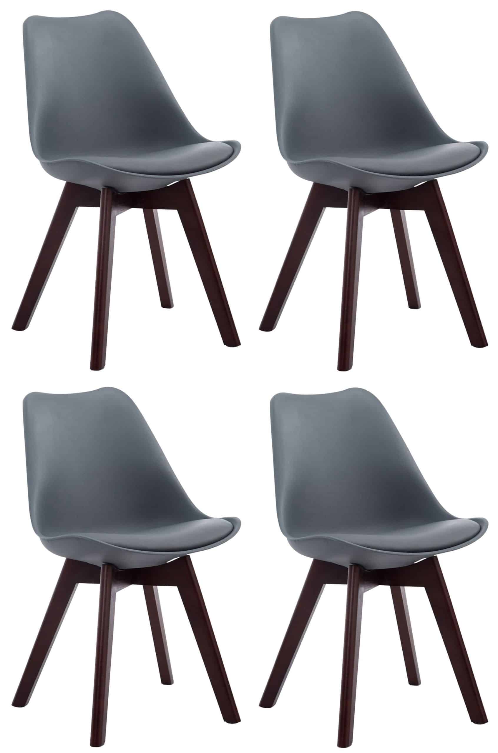 CLP 4er Set Retrostühle Borneo Mit Kunstlederbezug Und Hochwertiger Polsterung I Lehnstühle mit Holzgestell