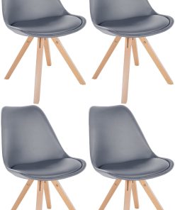 CLP 4er Set Stühle Sofia Mit Kunstlederbezug Und Hochwertiger Polsterung I Besucherstühle Mit Robustem 4-Fuß Holzgestell