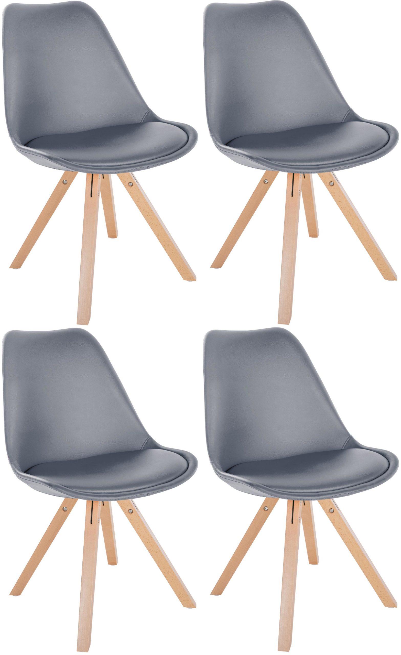 CLP 4er Set Stühle Sofia Mit Kunstlederbezug Und Hochwertiger Polsterung I Besucherstühle Mit Robustem 4-Fuß Holzgestell