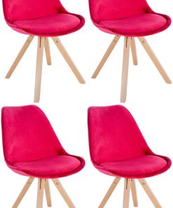 CLP 4er Set Stühle Sofia mit Samtbezug und hochwertiger Polsterung I Besucherstühle mit robustem 4-Fuß Holzgestell