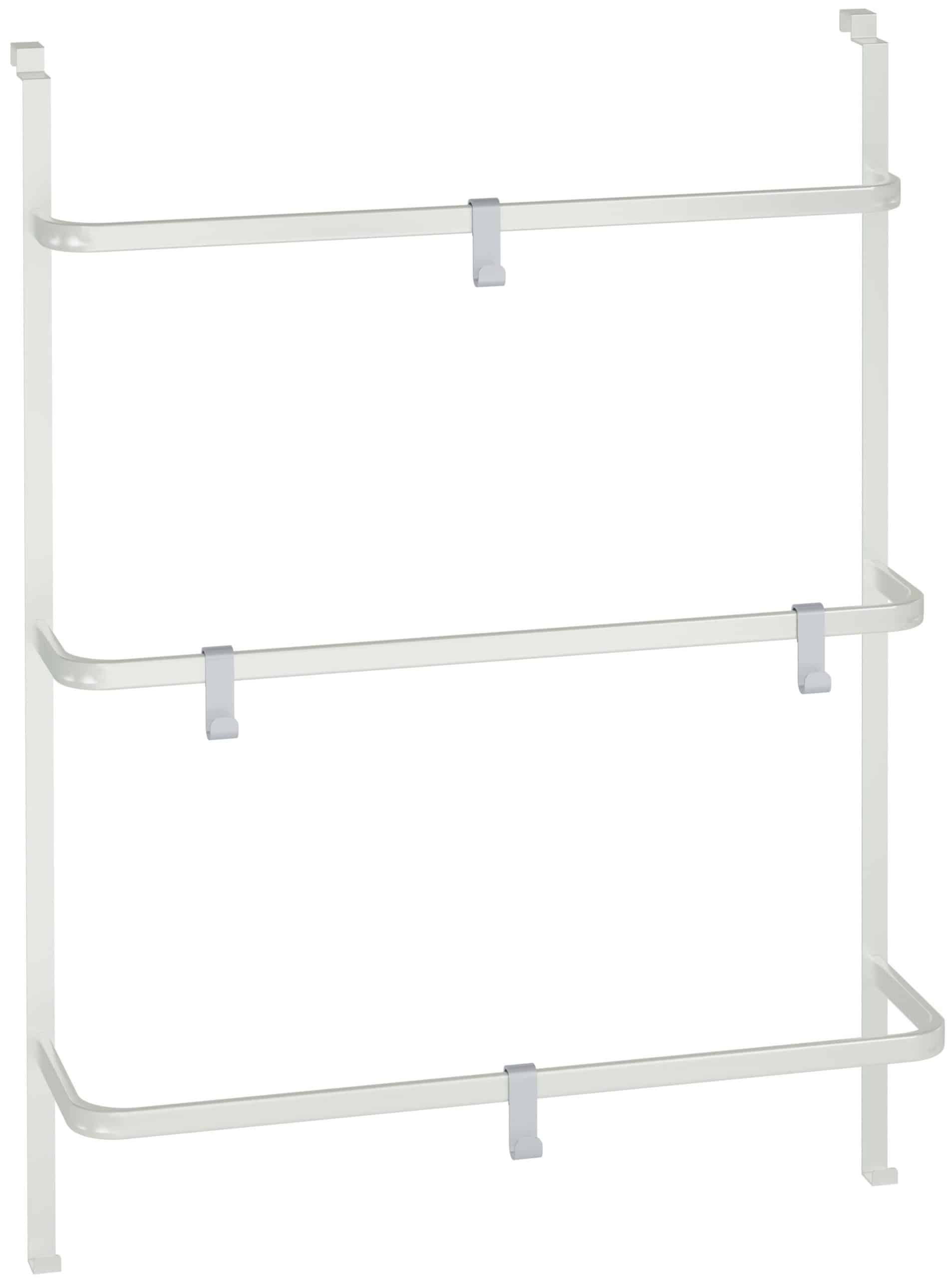 CLP Handtuchhalter Lenexa zum Einhängen I Tür-Hängeregal ohne Bohren I Badetuchhalter dreistufig mit vier Haken I aus Metall