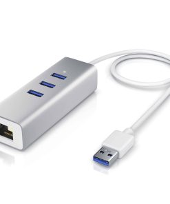 CSL 3-Port USB 3.1 Gen1 Verteiler inkl. Netzwerkadapter mit RJ45 Buchse / Aluminium Gehäuse