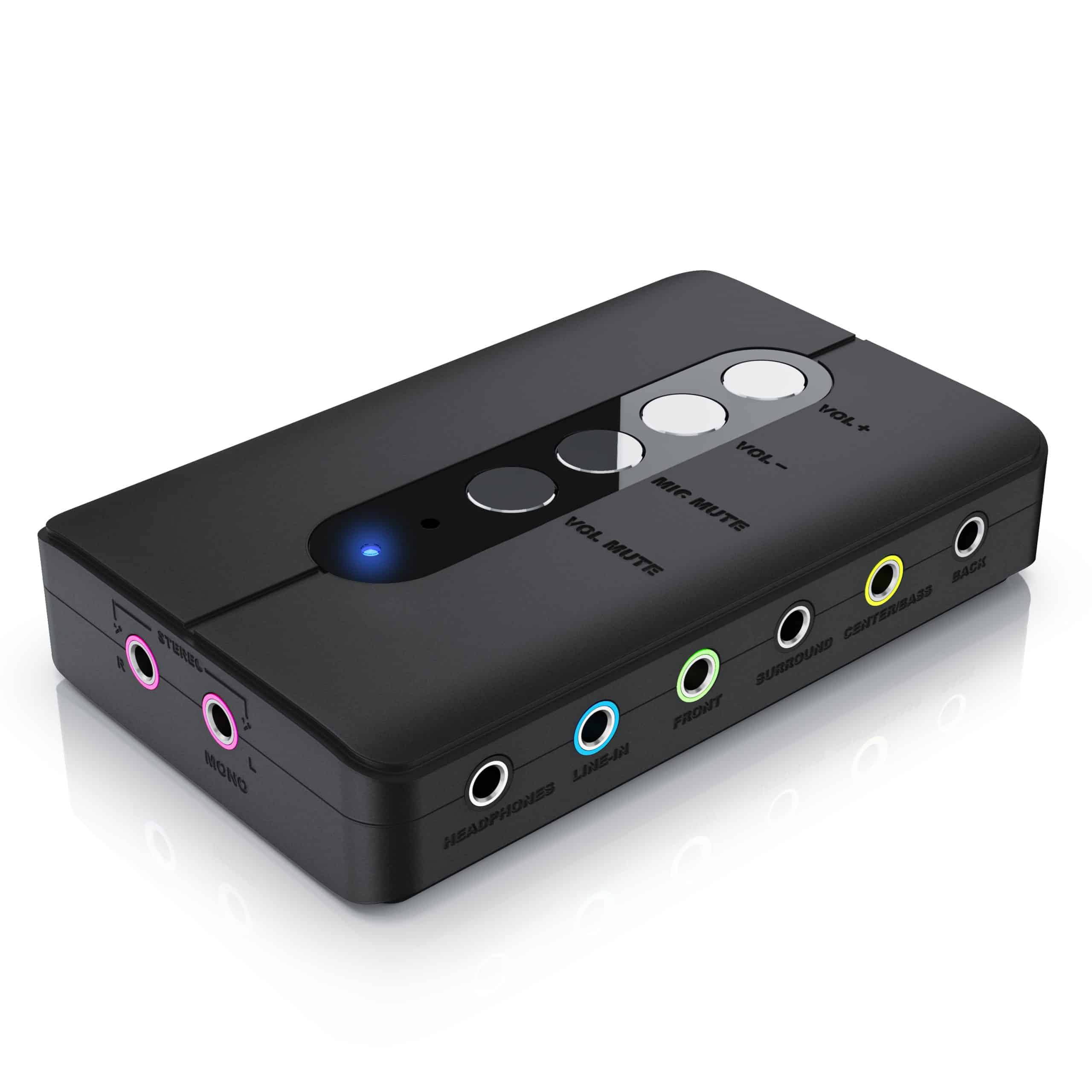 CSL USB 7.1 Soundkarte extern - 7.1 Surround Sound - Stereo Audio Adapter - Lautstärkeregelung - Anschluss für Kopfhörer