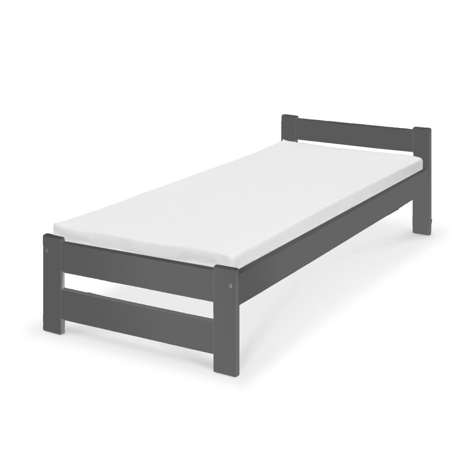 Coemo Bett Classico Holzbett Bettgestell Lattenrost Massivholz Kiefer 90x200cm anthrazit