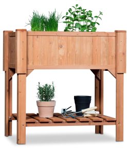 Coemo Hochbeet Kräuterbeet mit Pflanzfolie 120 x 60 x 90 cm