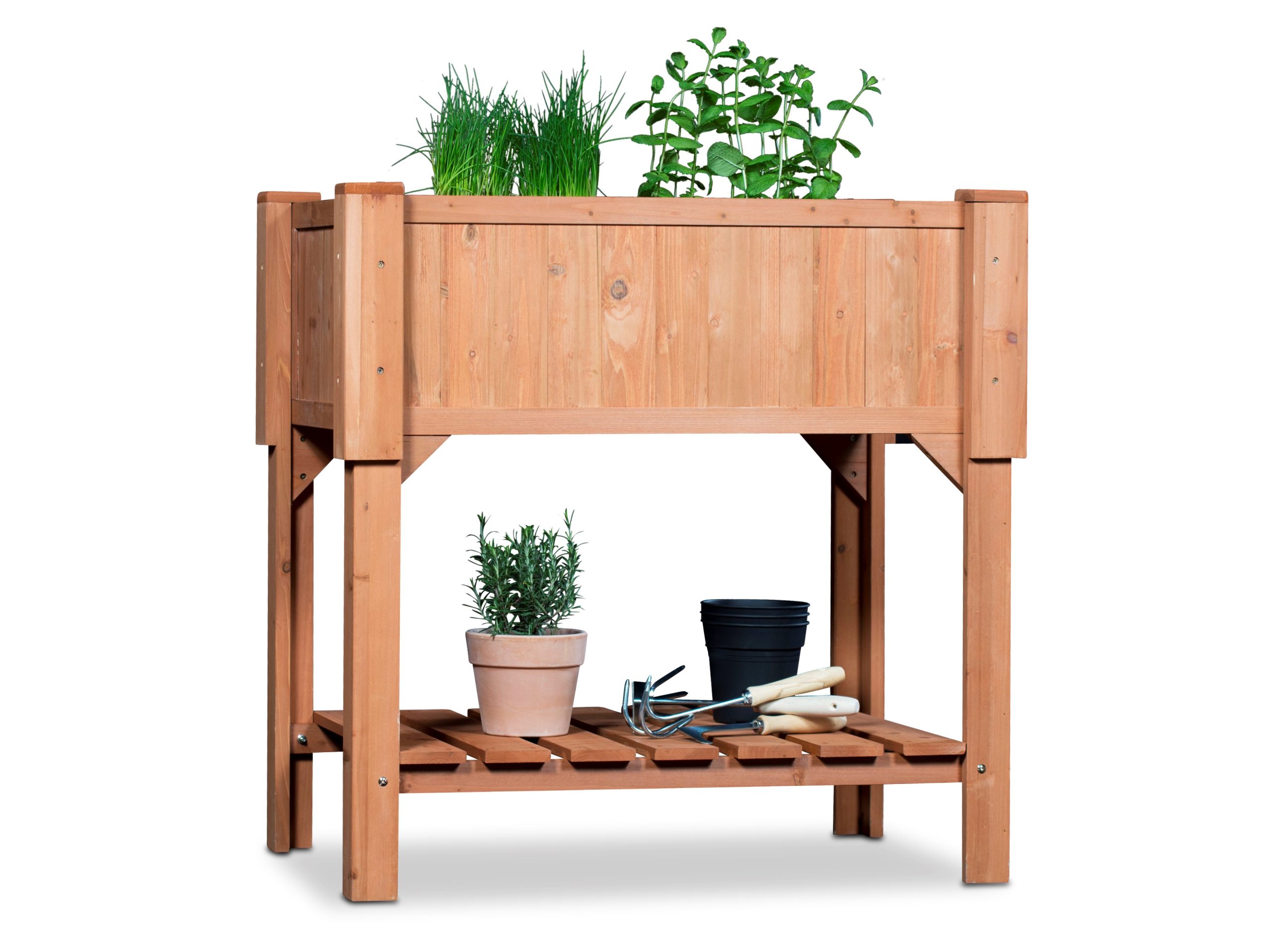 Coemo Hochbeet Kräuterbeet mit Pflanzfolie 90 x 40 x 90 cm