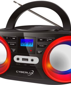 Cyberlux CD-Player m. LED-Beleuchtung USB Kinder Radio Schwarz/Rot