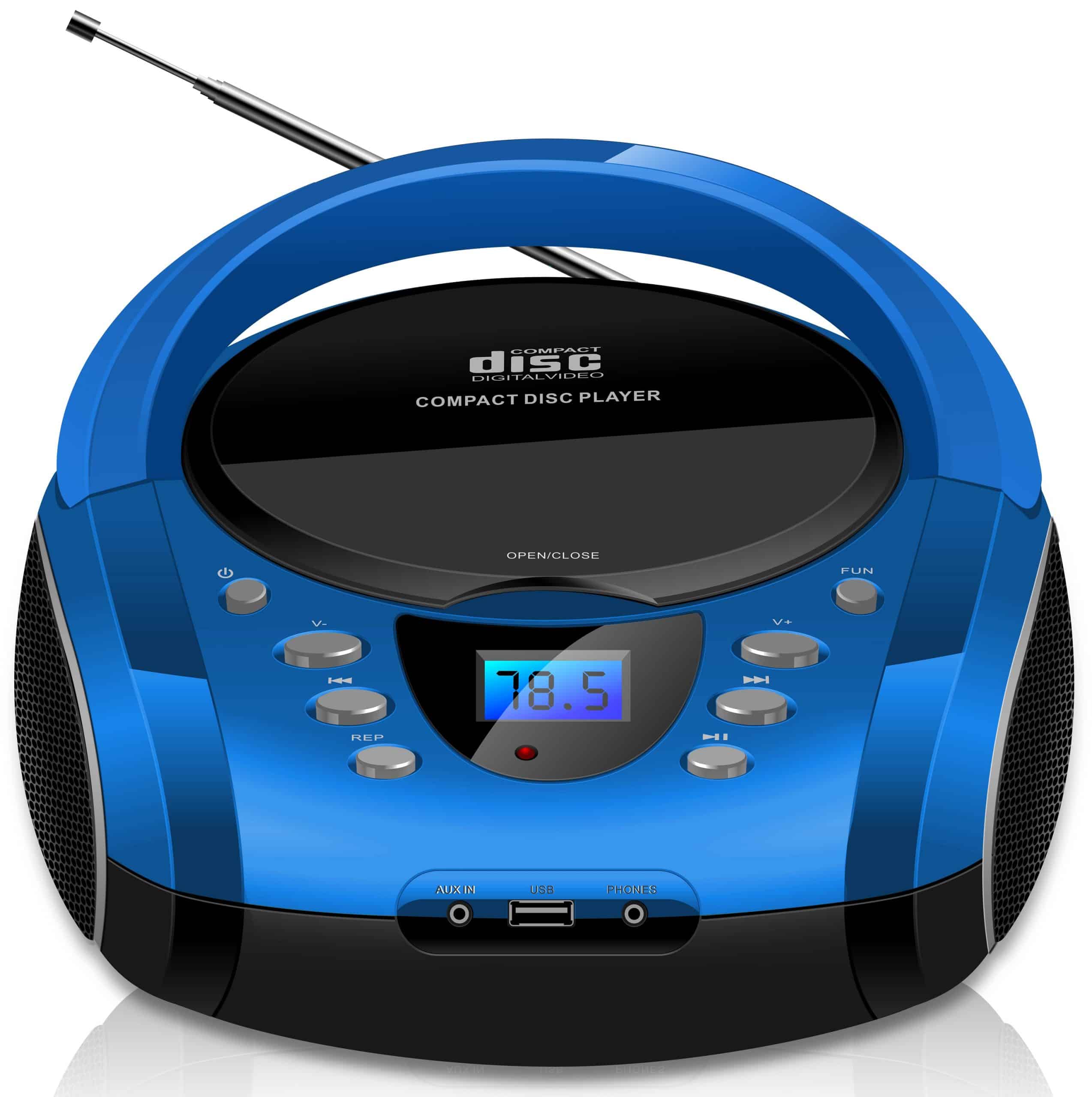 Cyberlux Tragbarer CD-Player Boombox CD/MP3 USB Kinder Radio blau