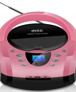Cyberlux Tragbarer CD-Player Boombox CD/MP3 USB Kinder Radio pink