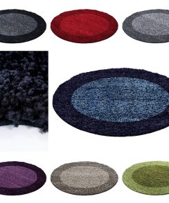 Designer Hochflor Teppich mit zweifarbiger Bordüre – Modern