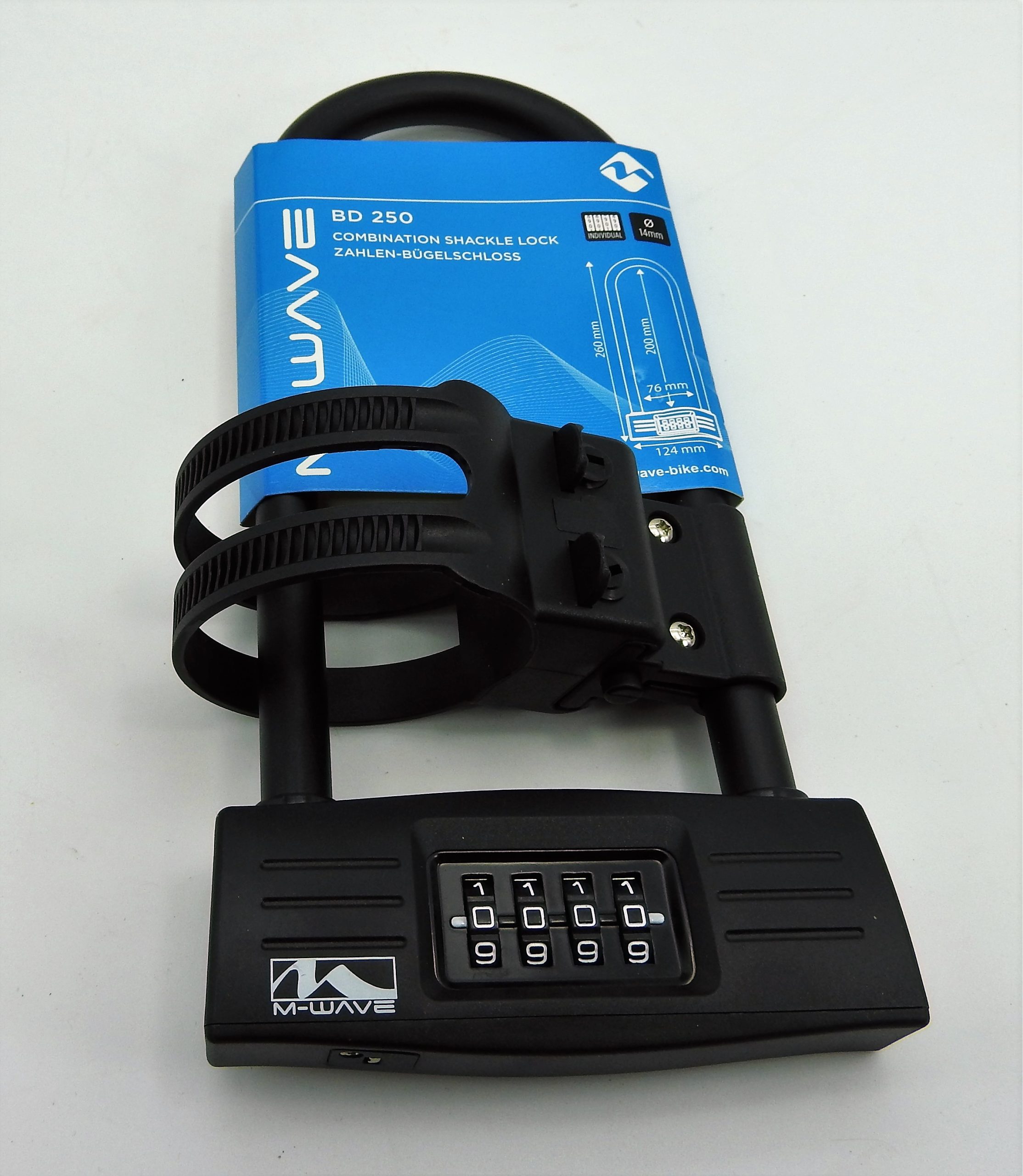Dickes starkes M-WAVE B 260 Zahlen Bügelschloss 14mm mit Halter