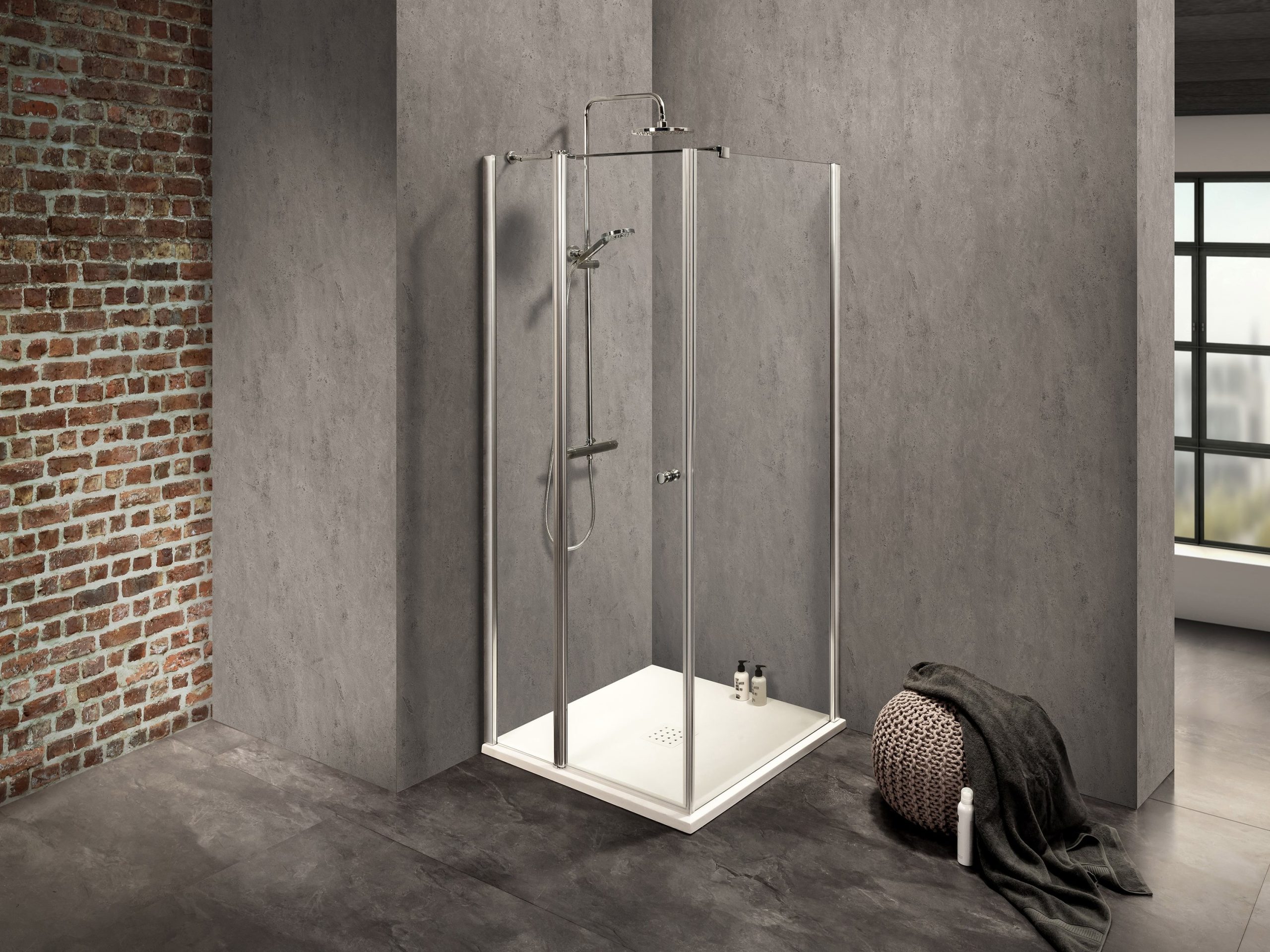 Duschkabine/ Duschabtrennung Dusbad Vital 2 Drehtür an Festteil links + Duschwand rechts (Kombination) links 900mm rechts 1150mm