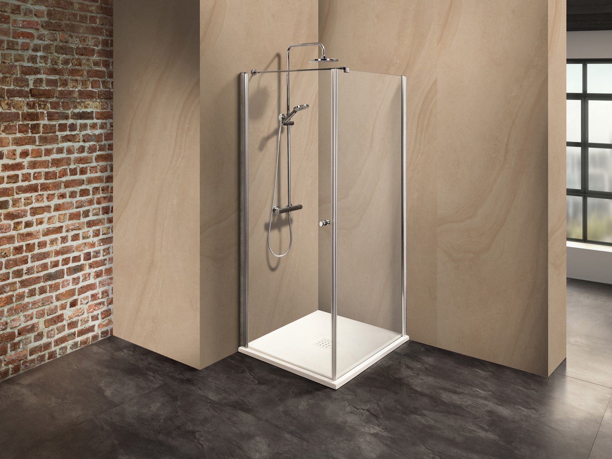 Duschkabine/ Duschabtrennung Dusbad Vital 2 Drehtür links + Duschwand rechts (Kombination) links 1000mm rechts 1100mm